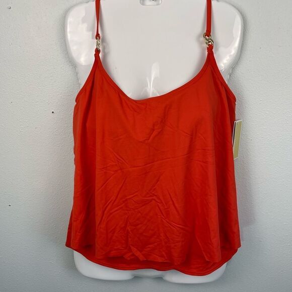 NWT MICHAEL Michael Kors Terra Cotta Orange Tankini Top Size M - Picture 1 of 6